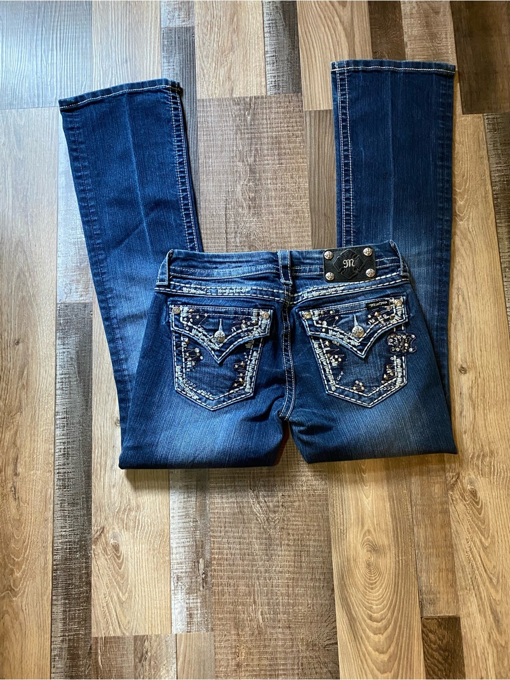 Miss Me Dark Blue Embellished Boot Cut Jeans
